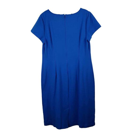 Talbots Dress Women's Size 10 Blue Short Sleeve Embroidered Ponte Knit - Picture 3 of 9